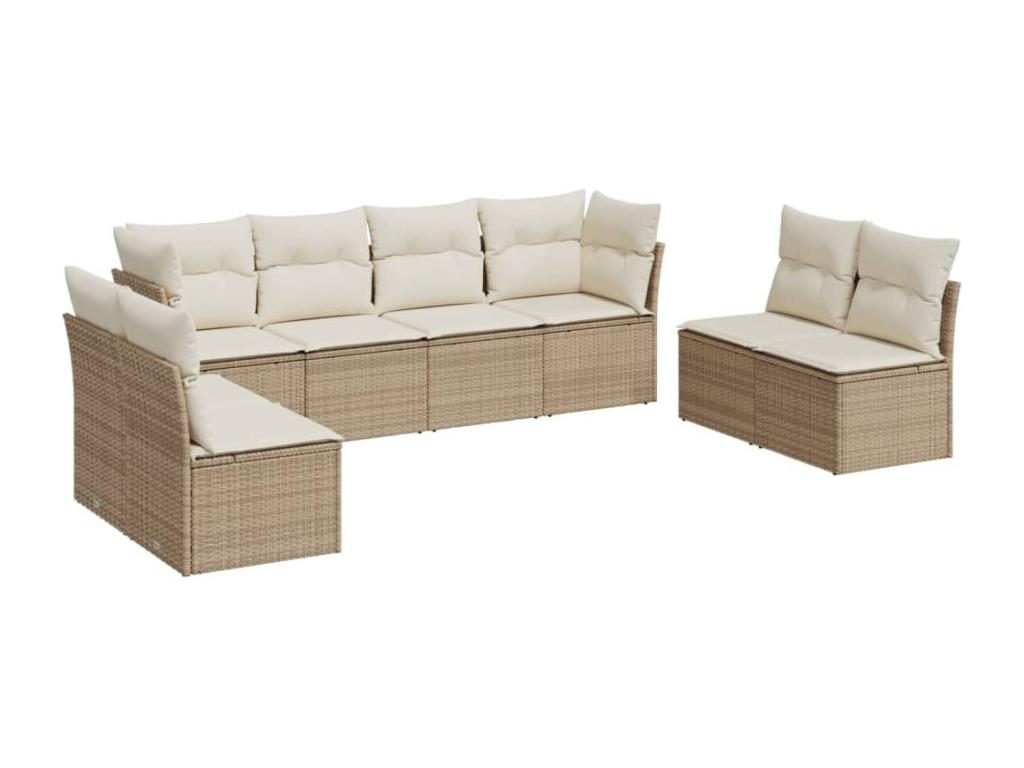 Ensemble de mobilier de jardin en résine tressée beige - dlz1766459791102