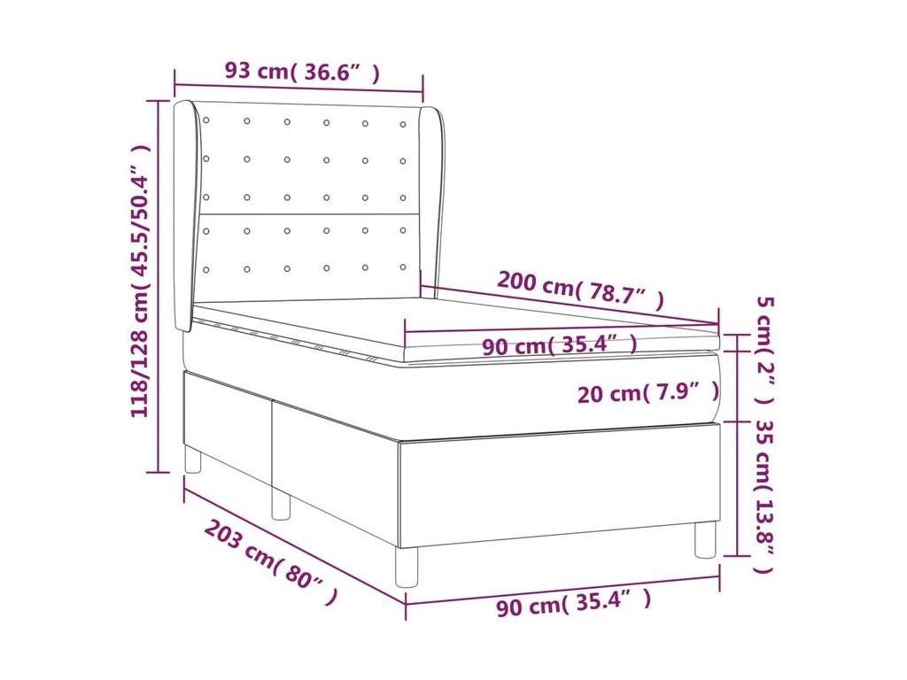 Matelas blanc, 90 x 200 cm