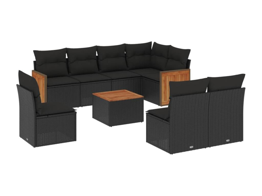 Ensemble de mobilier de jardin en résine tressée noire - dlz1766459397717