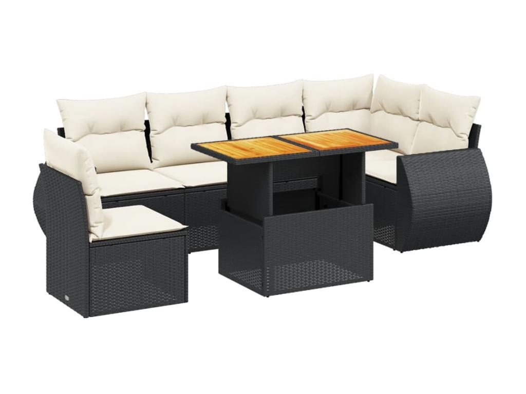 Ensemble de mobilier de jardin en résine tressée noire - dlz1766459819075