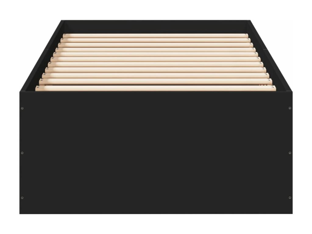 Cadre de lit en bois d'ingénierie noir, 90 x 200 cm