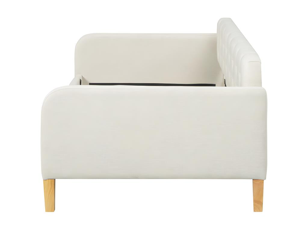 Lit en tissu beige, 90 x 200 cm