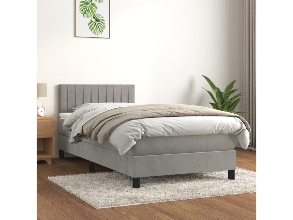 Matelas en velours gris, 80 x 200 cm