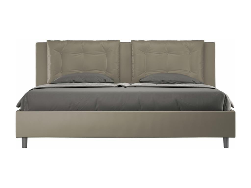 Lit en similicuir marron, 180 x 200 cm