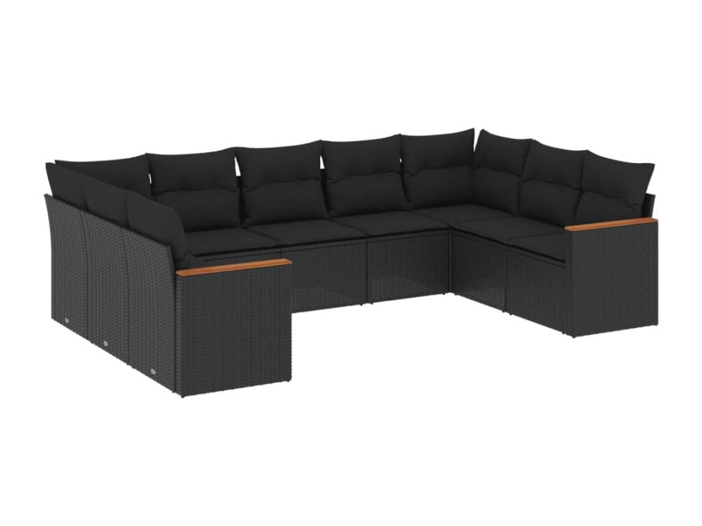 Ensemble de mobilier de jardin en résine tressée noire - dlz1766460108865