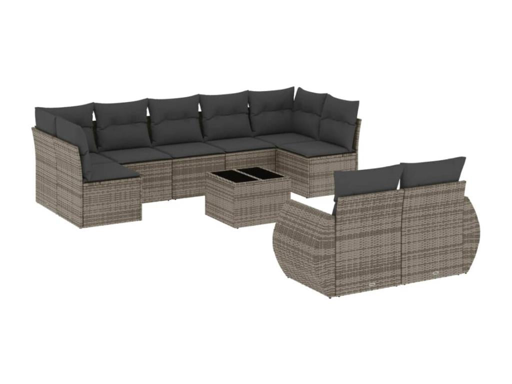 Ensemble de mobilier de jardin en résine tressée grise - dlz1766460023419