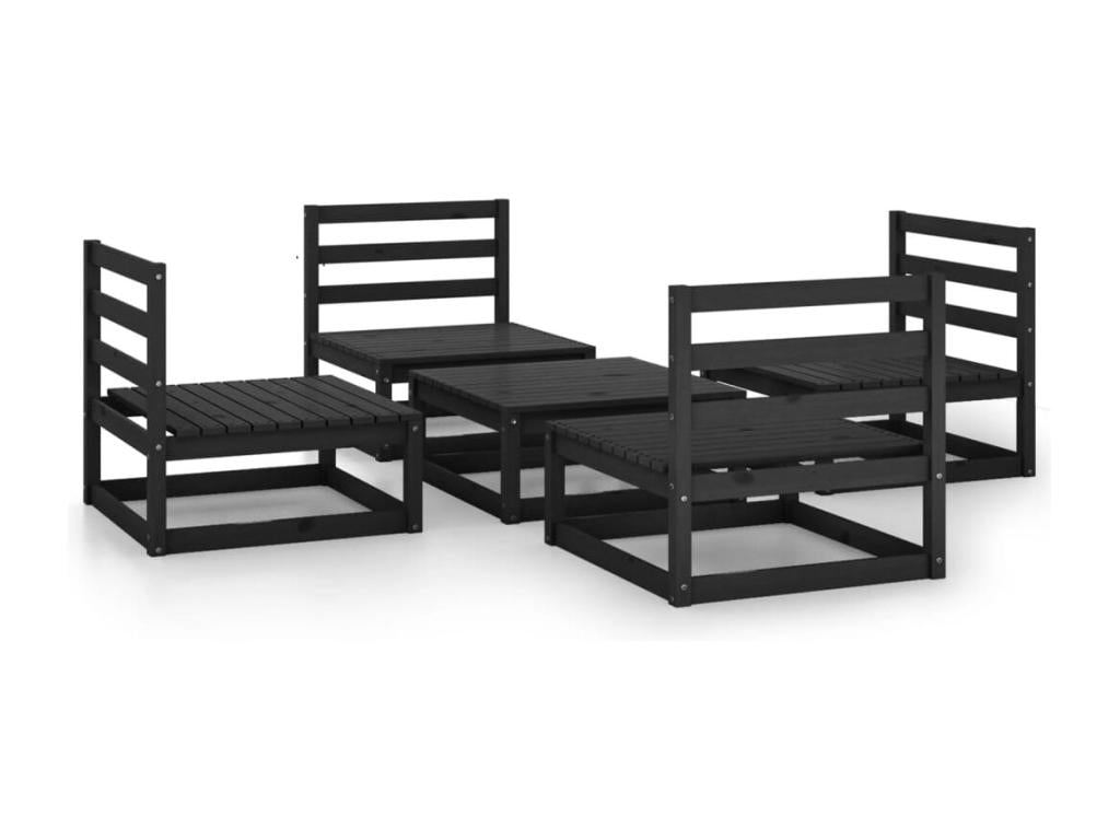 Ensemble de mobilier de jardin en pin noir - dlz1766459657109