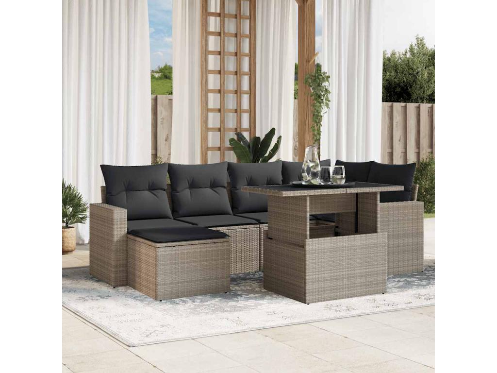 Ensemble de mobilier de jardin en résine tressée grise - dlz1766459437424