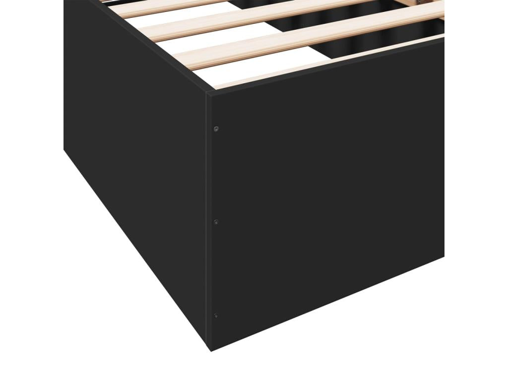 Cadre de lit en bois d'ingénierie noir, 90 x 200 cm