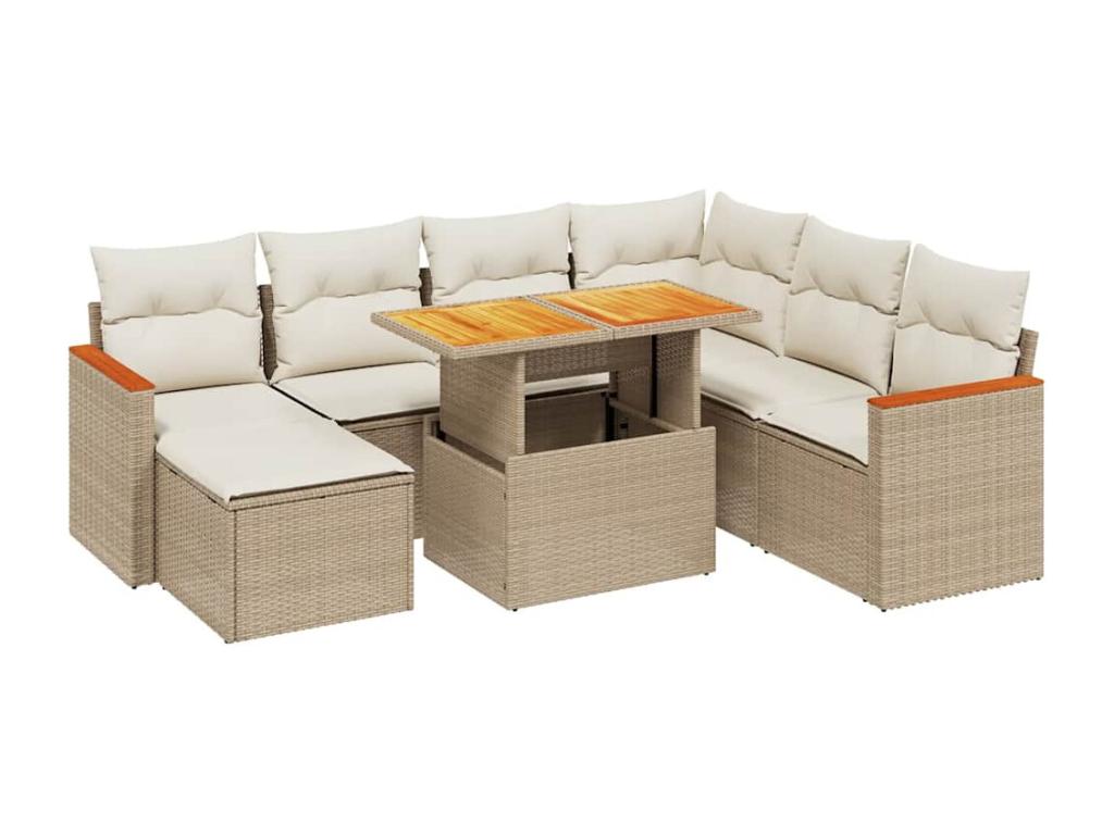 Ensemble de mobilier de jardin en résine tressée beige - dlz1766459472350