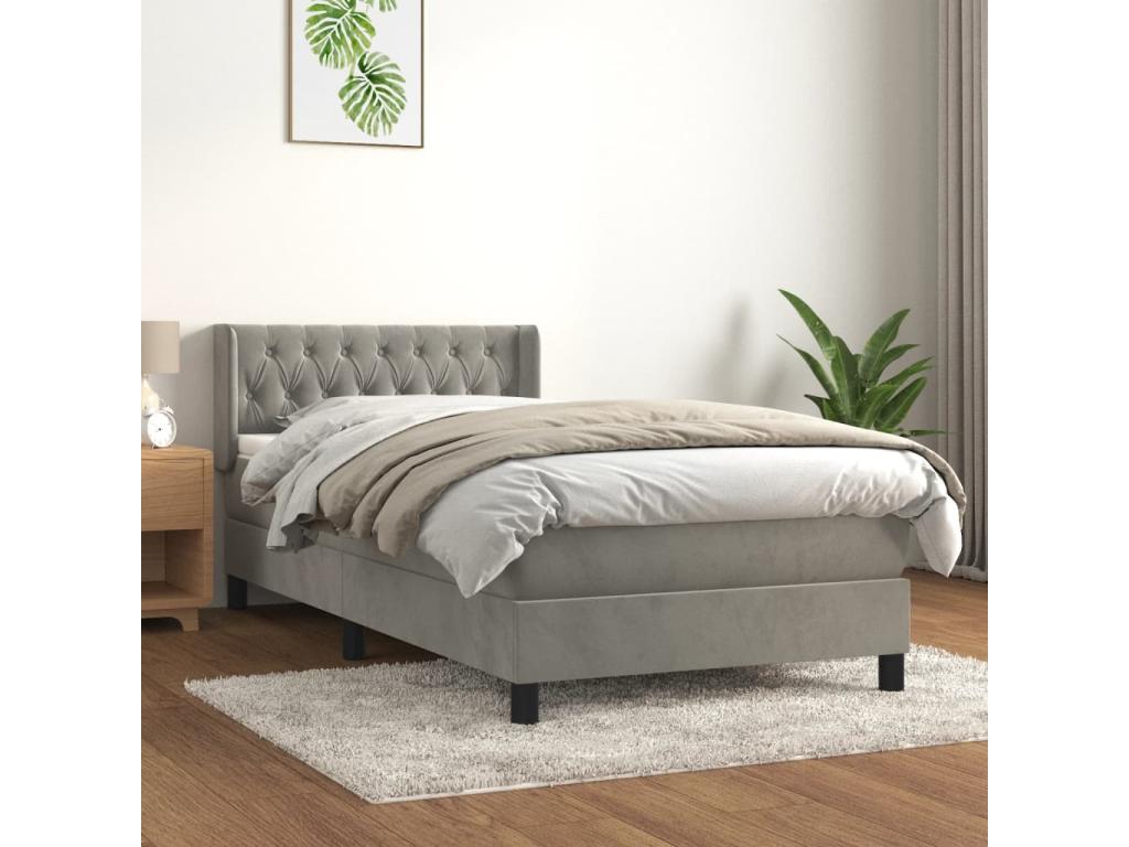 Matelas en velours gris, 90 x 200 cm - dlz1766459899332
