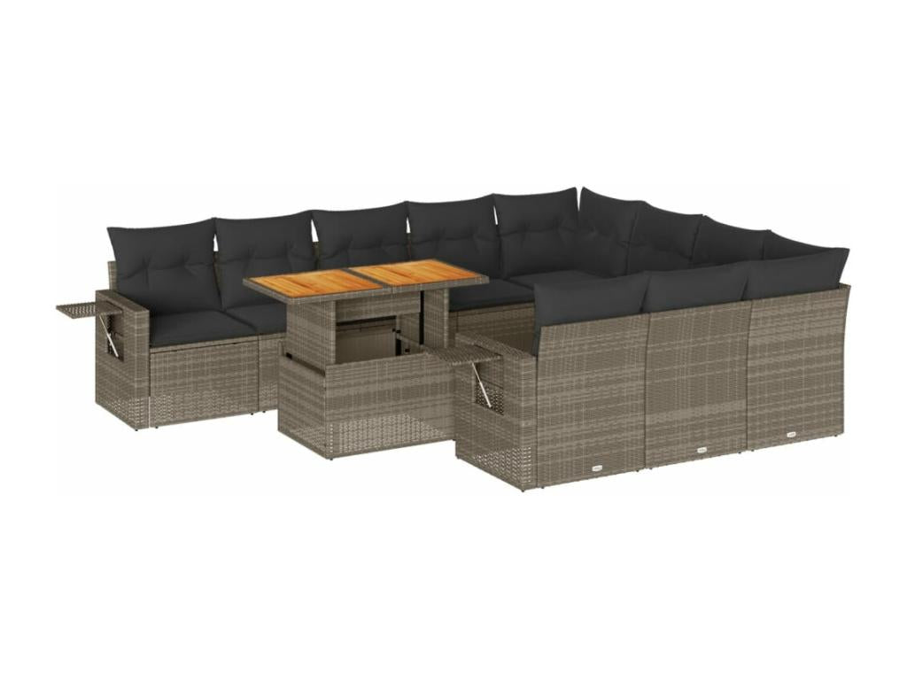 Ensemble de mobilier de jardin en résine tressée grise - dlz1766460061364