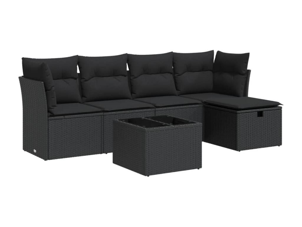 Ensemble de mobilier de jardin en résine tressée noire - dlz1766459848428