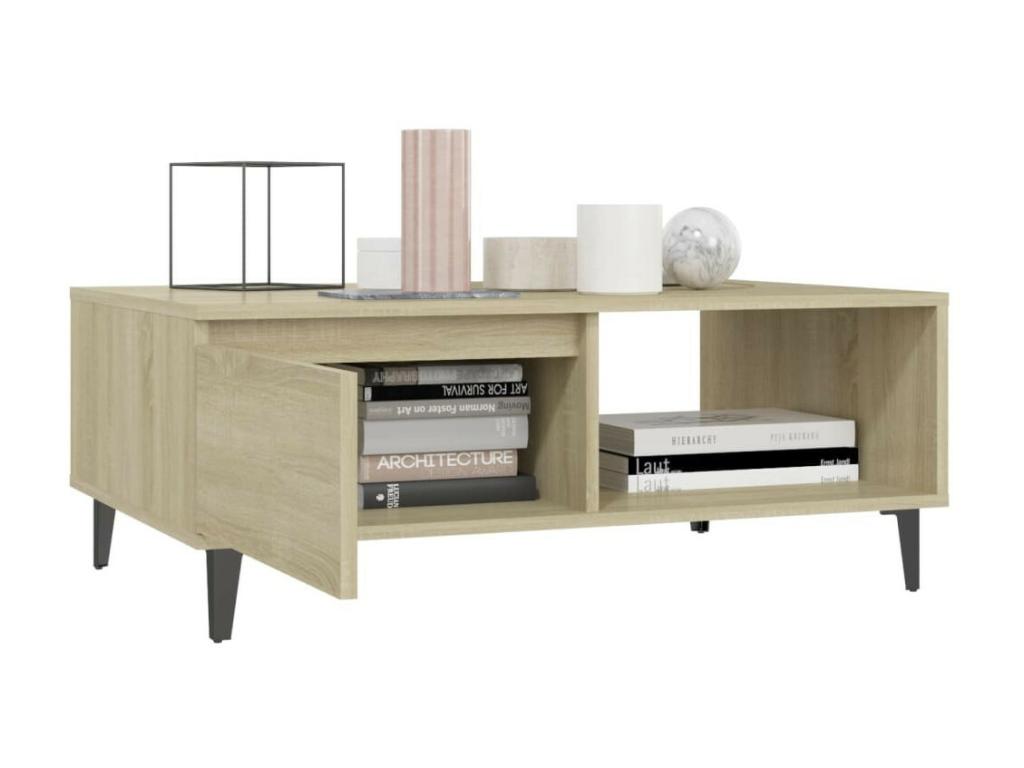 Table basse en chêne naturel, 90 x 60 x 35 cm