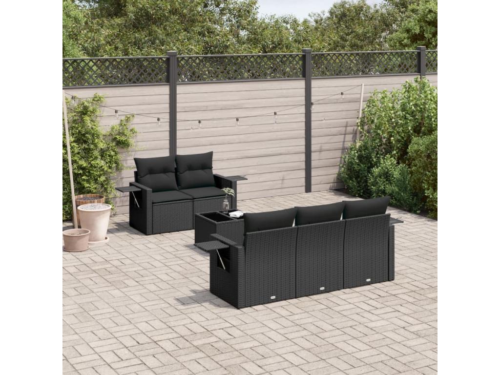 Ensemble de mobilier de jardin en résine tressée noire - dlz1766459946929