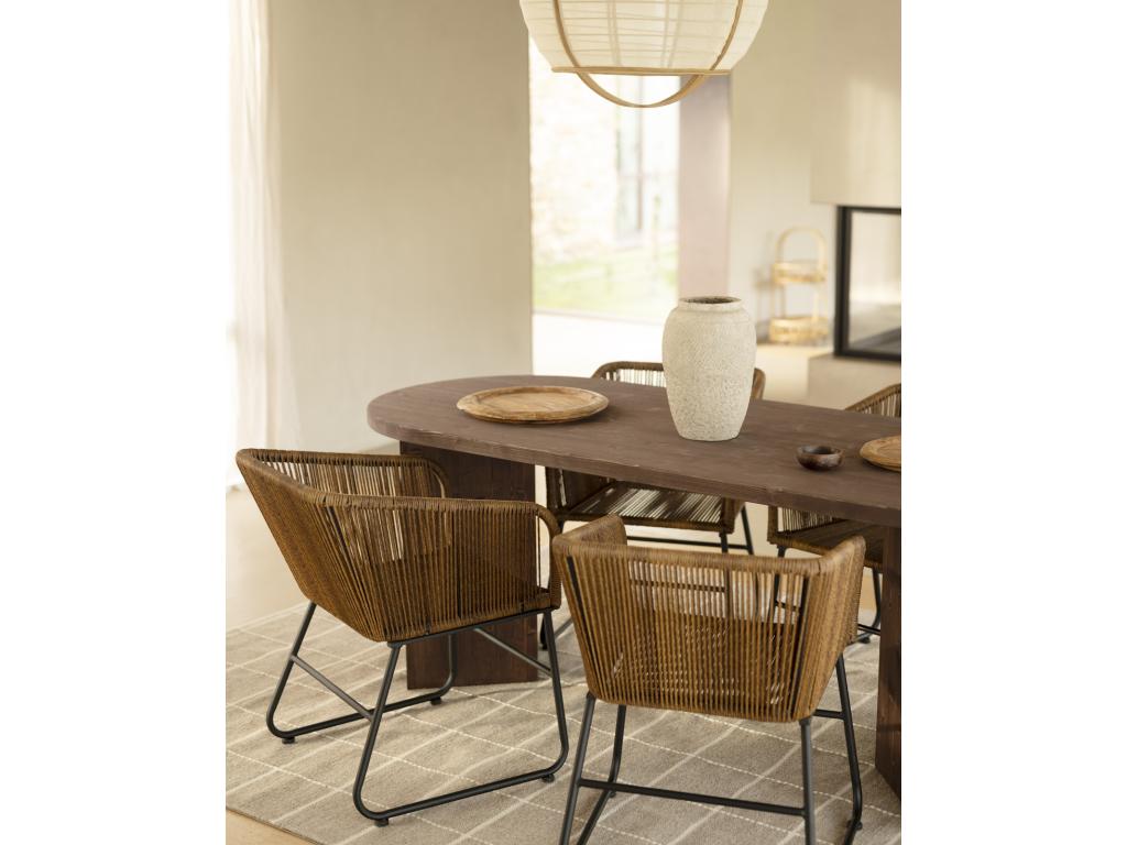 Table de salle à manger en pin brun, 200 x 75 cm