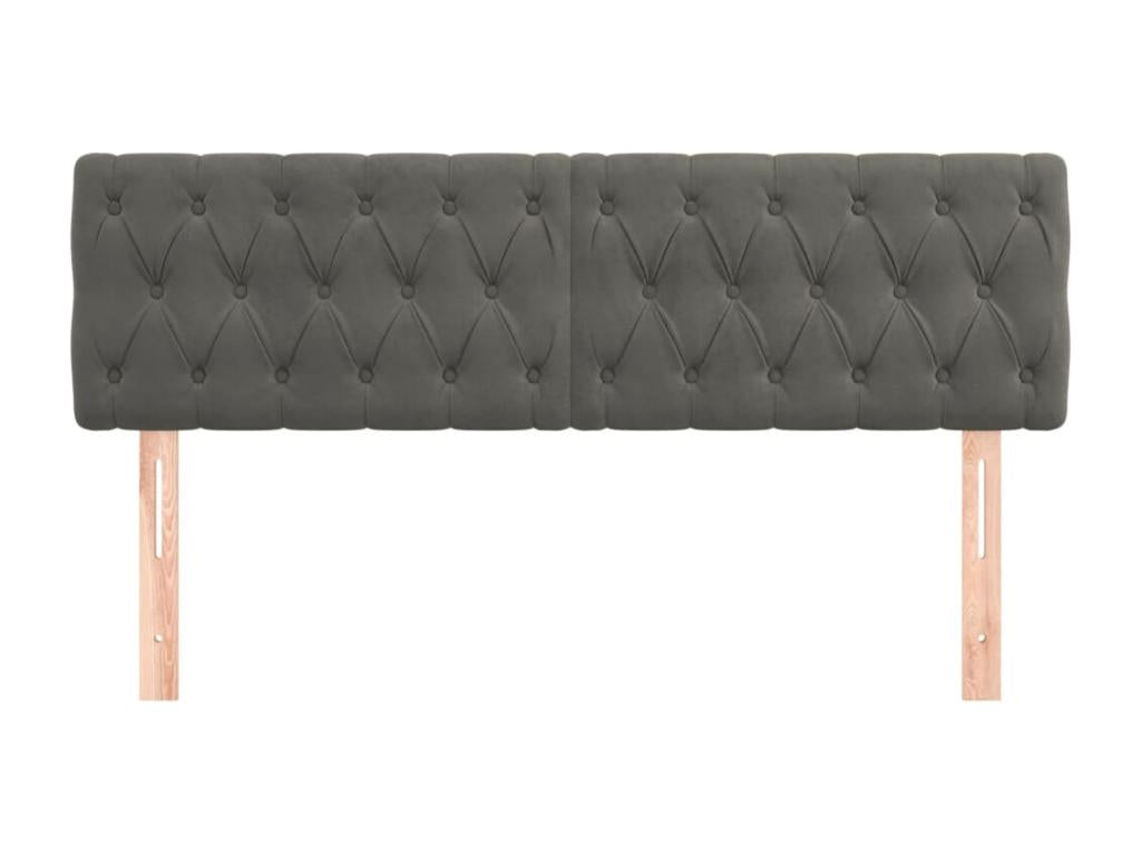 Lit en velours gris, 72 x 7 x 78 cm