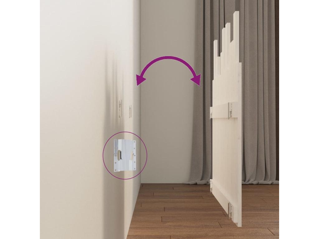 Lit en bois massif blanc, 95,5 x 3 x 80 cm