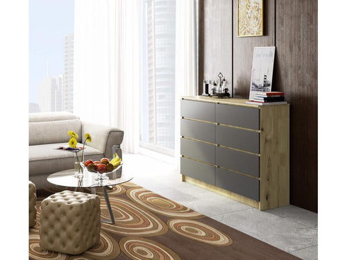 Commode en chêne anthracite, 138 x 40 x 99 cm