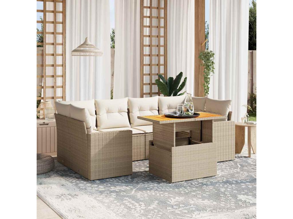 Ensemble de mobilier de jardin en résine tressée beige - dlz1766459580152
