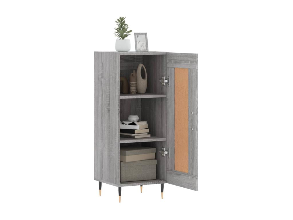 Buffet en bois d'ingénierie gris, 34,5 x 34 x 90 cm