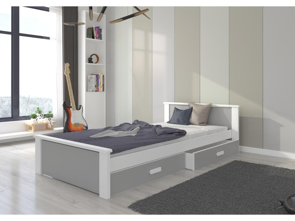 Lit en pin gris, 90 x 200 cm