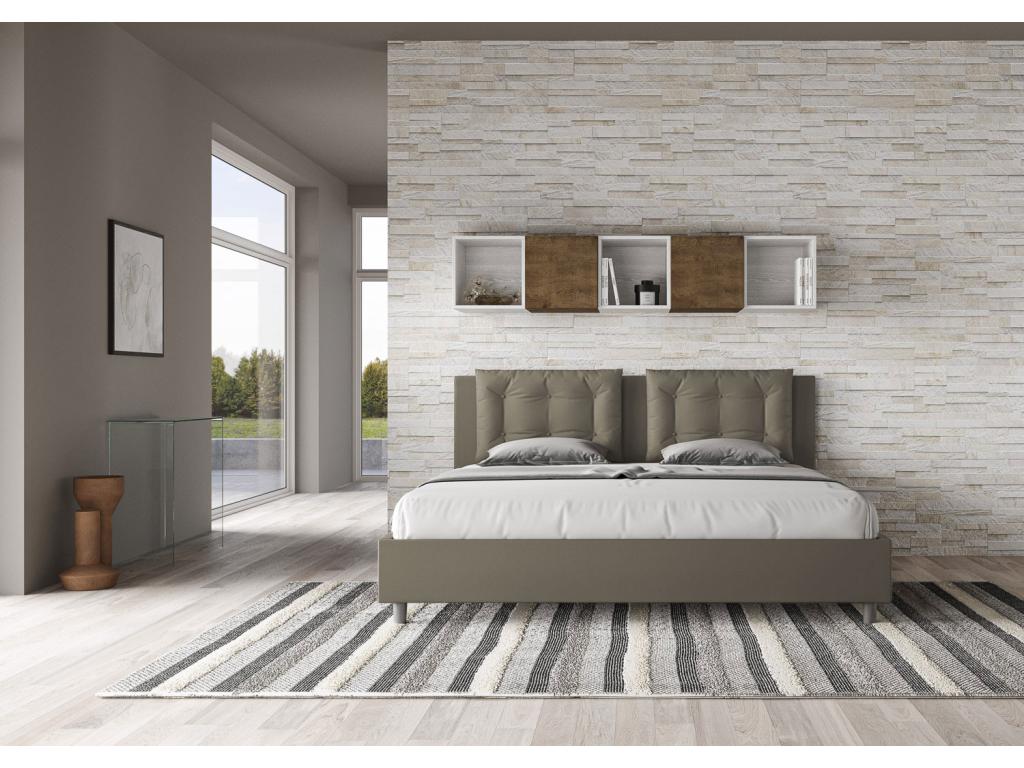 Lit en similicuir marron, 180 x 200 cm