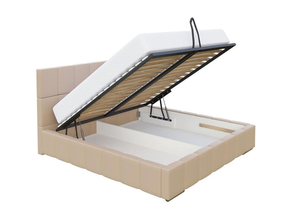 Lit gris, 178 x 222 x 92 cm