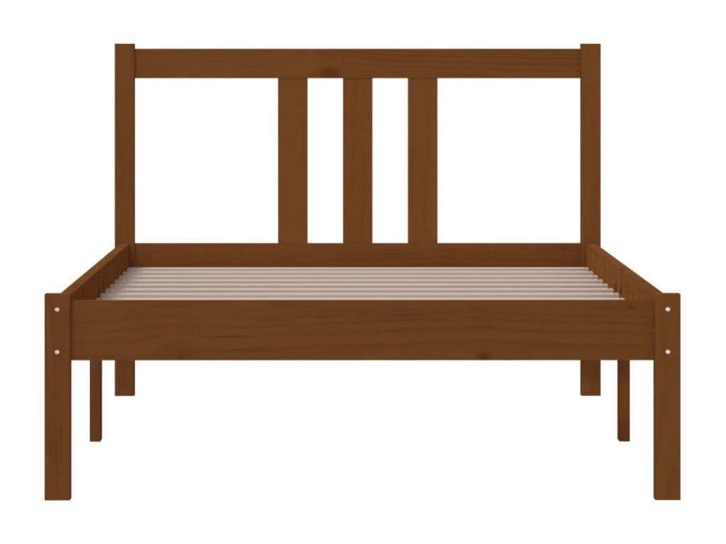 Cadre de lit en bois massif marron, 90 x 200 cm