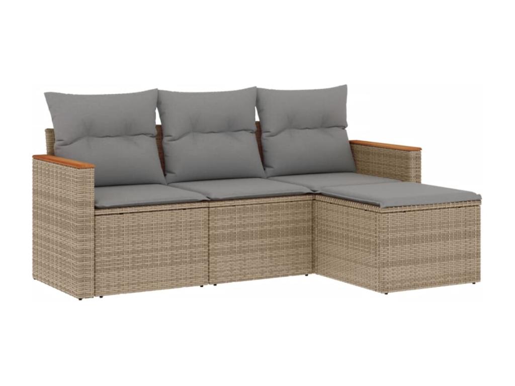 Ensemble de mobilier de jardin en résine tressée beige - dlz1766459676830