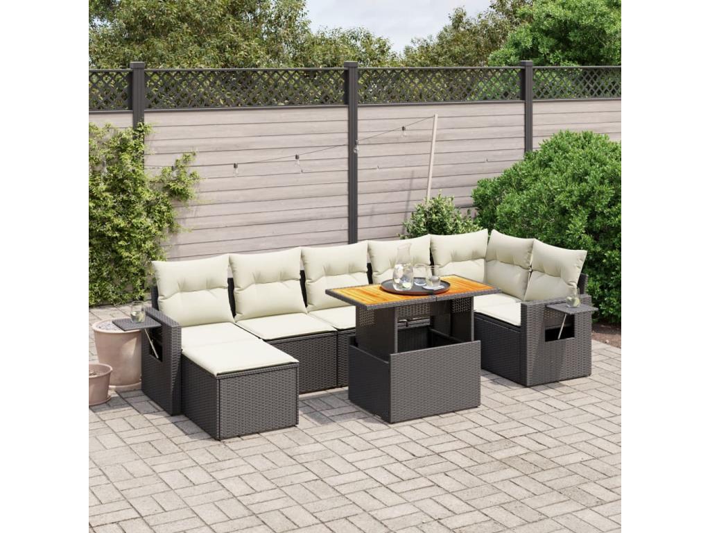 Ensemble de mobilier de jardin en résine tressée noire - dlz1766459878220