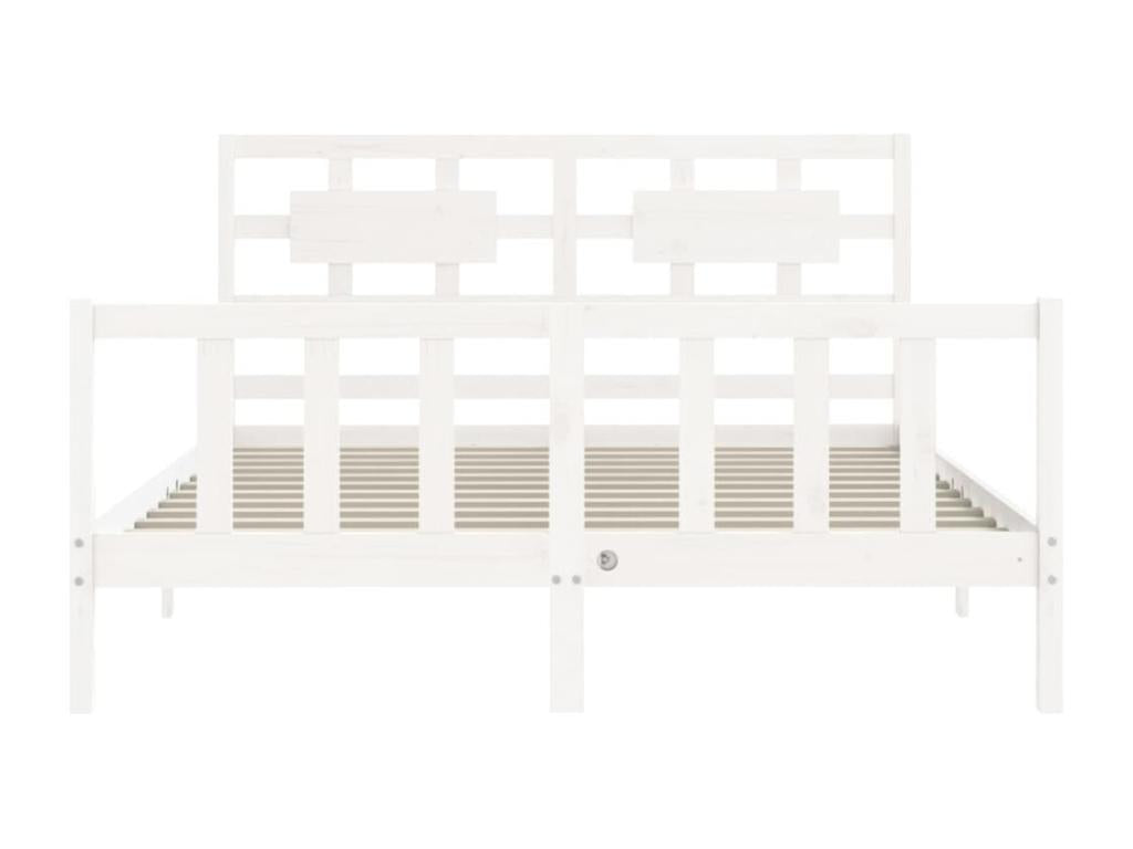 Cadre de lit en bois massif blanc, 160 x 200 cm
