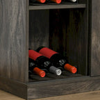 Buffet industriel HOMCOM avec porte coulissante de style grange et casier à vin 6 bouteilles.