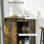 Buffet industriel HOMCOM avec porte coulissante de style grange et casier à vin 6 bouteilles.