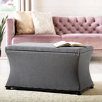 Banc de rangement SAFAVIEH Gigi en lin crème - 91,4 cm L x 48,3 cm P x 53,3 cm H