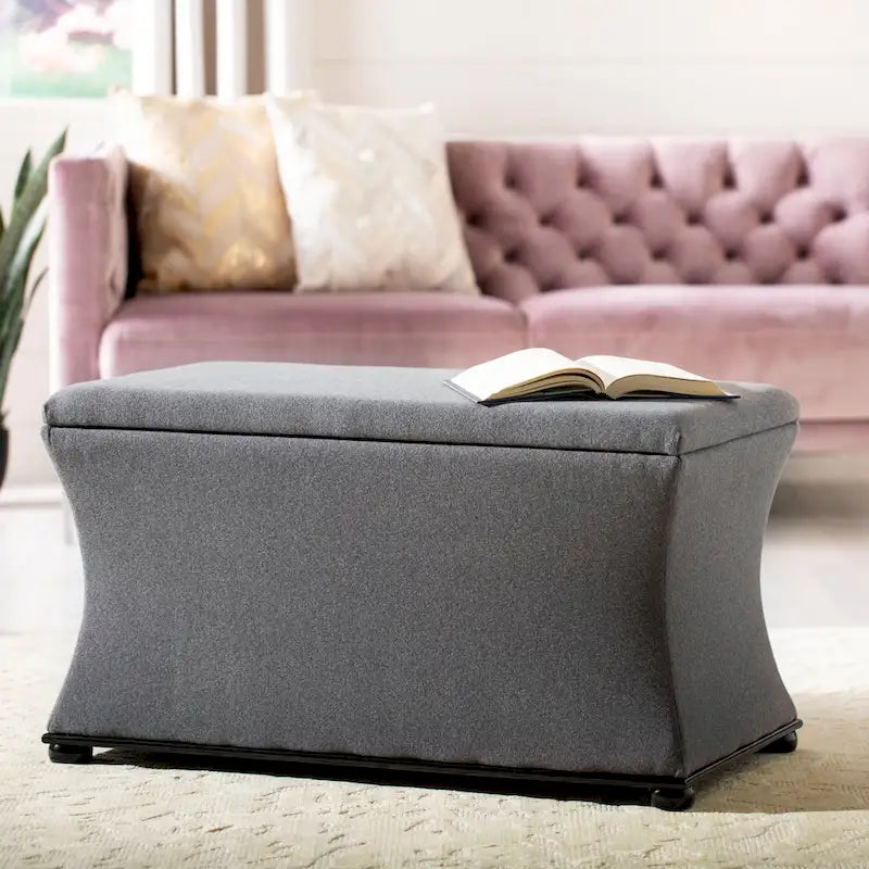 Banc de rangement SAFAVIEH Gigi en lin crème - 91,4 cm L x 48,3 cm P x 53,3 cm H