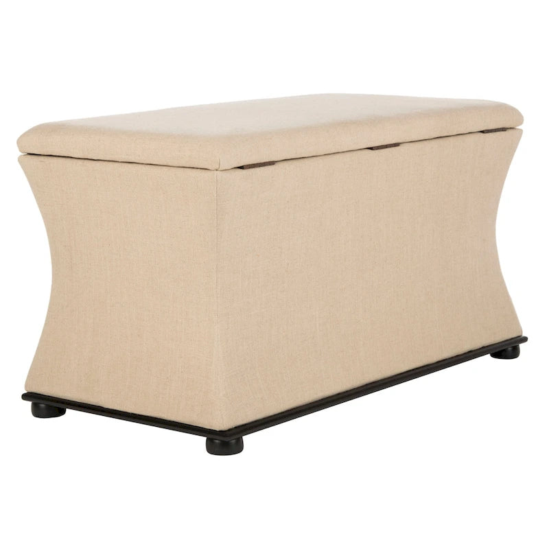 Banc de rangement SAFAVIEH Gigi en lin crème - 91,4 cm L x 48,3 cm P x 53,3 cm H