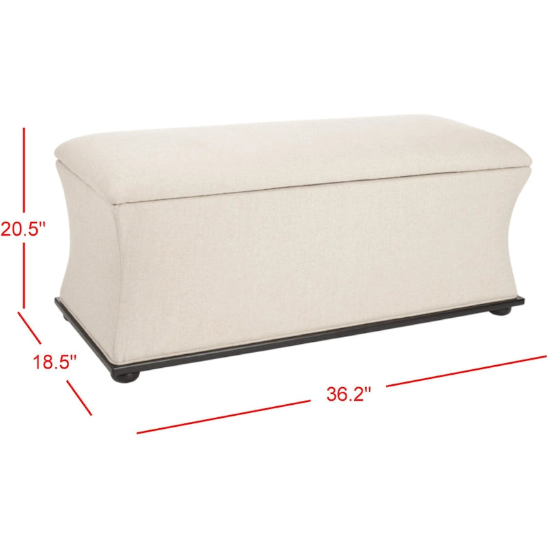 Banc de rangement SAFAVIEH Gigi en lin crème - 91,4 cm L x 48,3 cm P x 53,3 cm H