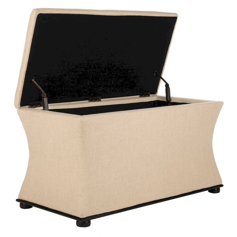 Banc de rangement SAFAVIEH Gigi en lin crème - 91,4 cm L x 48,3 cm P x 53,3 cm H