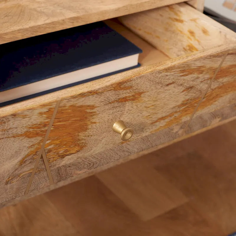 Banc moderne SAFAVIEH Tempie à 2 tiroirs avec assise rembourrée - 109 cm L x 38 cm P x 53 cm H