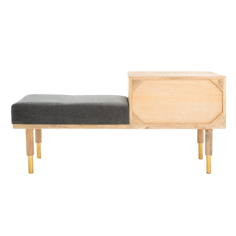 Banc moderne SAFAVIEH Tempie à 2 tiroirs avec assise rembourrée - 109 cm L x 38 cm P x 53 cm H