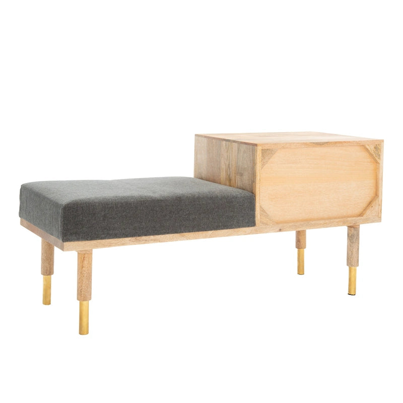 Banc moderne SAFAVIEH Tempie à 2 tiroirs avec assise rembourrée - 109 cm L x 38 cm P x 53 cm H