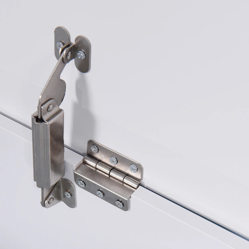 Armoire de rangement d'entrée à couvercle relevable avec charnières de sécurité