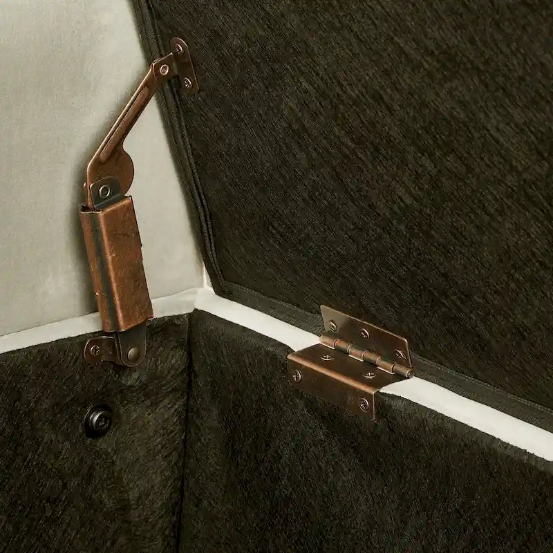 Banc de rangement capitonné avec boutons et garniture cloutée, assise rembourrée et moelleuse avec accoudoirs, pour entrée ou salon, banc de lit - Crème