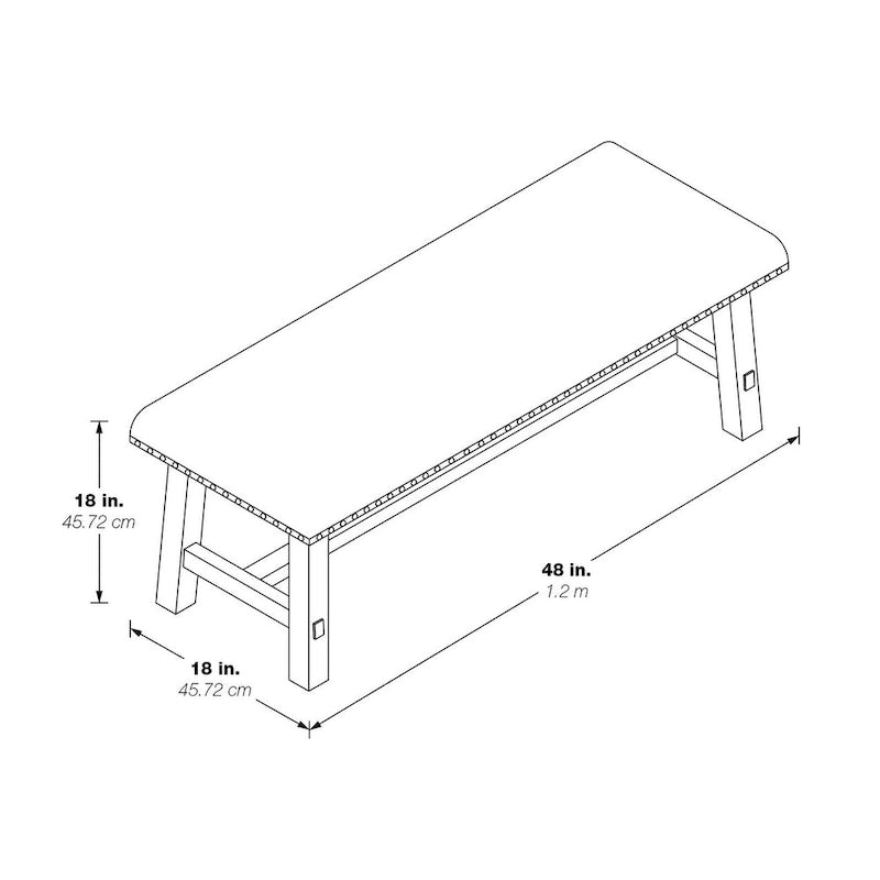 Banc Callen de OS Home and Office Furniture, avec structure blanchie et garniture cloutée bronze antique, revêtu de tissu bleu marine.