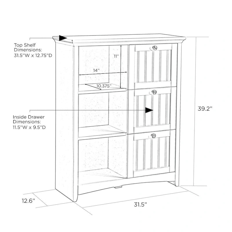 Coffre de rangement à 3 tiroirs Copper Grove Radnevo