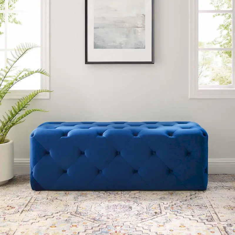 Banc d'entrée en velours capitonné Carson Carrington Ullervad de 122 cm