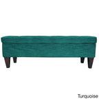 Pouf de rangement long capitonné Brooke à 10 boutons