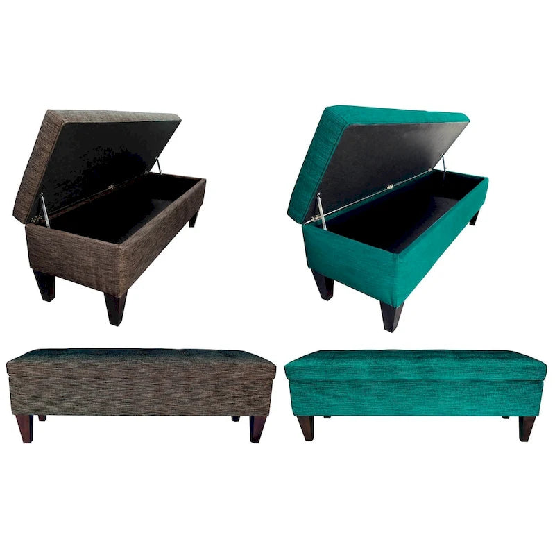 Brooke 10-button Tufted Upholstered Long Storage Bench Ottoman