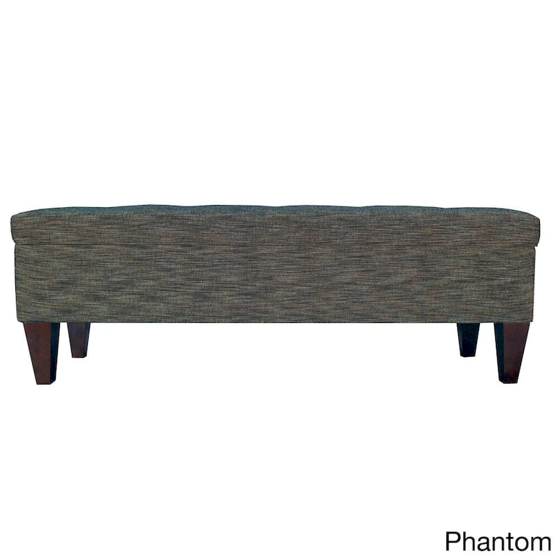 Pouf de rangement long capitonné Brooke à 10 boutons